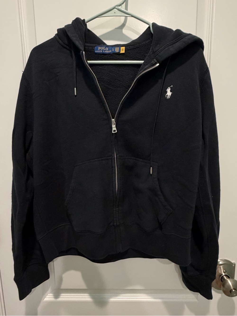Polo Ralph Lauren Black Logo-Embroidered Zip Up Hoodie Sweatshirt Youth L 14-16